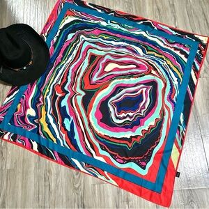 Silk multicoloured boho scarf/body wrap w hippy retro vibe